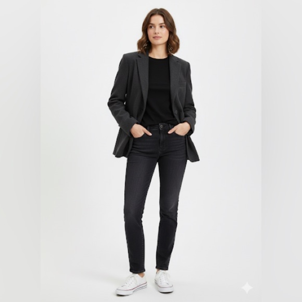 Vintage POLLINI made in Italy- Dark Grey Virgin Wool Blazer US women’s size 8